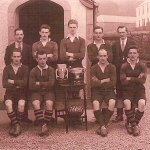 WRFC 1927-8 Josh Shaw, ?, T Hobkirk, ?, F Welsh, ?, Dave Brunton, Arch Peden, Willie Currie (Smith)